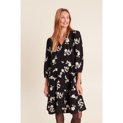 Robe courte évasée col v manches 3/4 BREAL