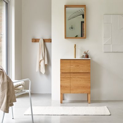 Meuble salle de bain en chêne massif et céramique 60 cm EASY TIKAMOON