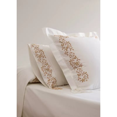 Taie d'oreiller en percale de coton broderie fleur 50x75 cm MANGO HOME
