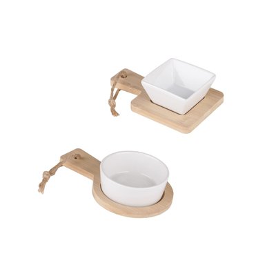 2 Sets apérifs 2 Pièces - Plateau en bambou - Beige TOILINUX
