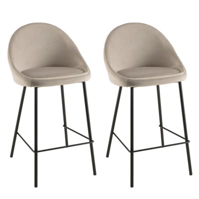 Chaise haute velours beige TIM (lot de 2) PIER IMPORT