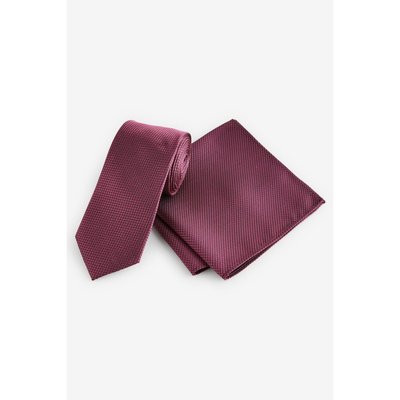 Cravate et pochette 100 % soie texturée NEXT