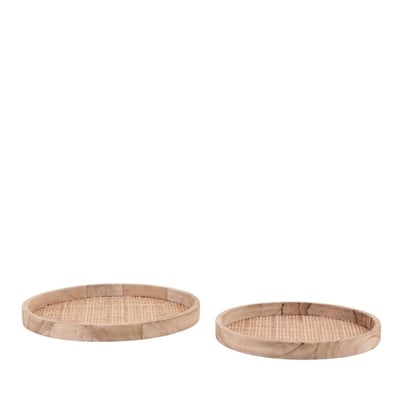 Set de 2 plateaux ronds en cannage ORNAMI
