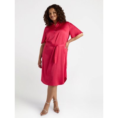 Robe CHEMISIER en satin avec application de petits cabochons sur le devant et sur les manches FIORELLA RUBINO