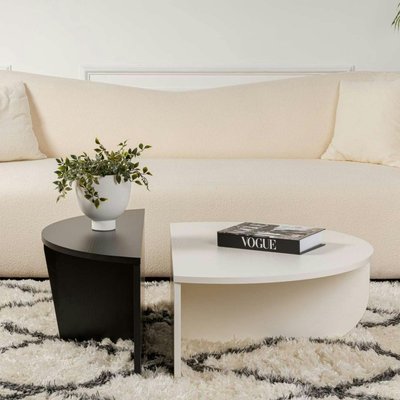 Table basse moderne noire & blanche - 2 hauteurs MARFA PIER IMPORT