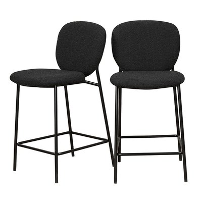 Lot de 2 tabourets de bar en tissu bouclette et métal H65cm- DALBY DRAWER