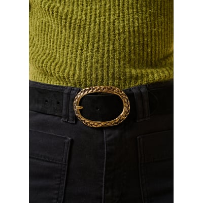 Ceinture en cuir suédé boucle ovale tressée LA FEE MARABOUTEE