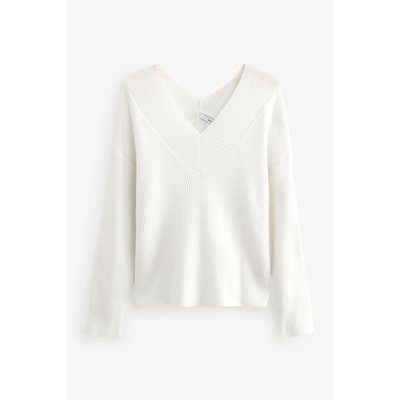 Pull en maille côtelée décontracté à col v NEXT