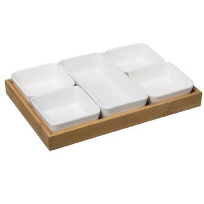 Plateau service aperitifs 6 pieces bois EDEN