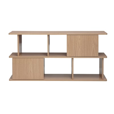 Bibliothèque basse avec rangements finition bois clair chêne L140 cm JANICE MILIBOO