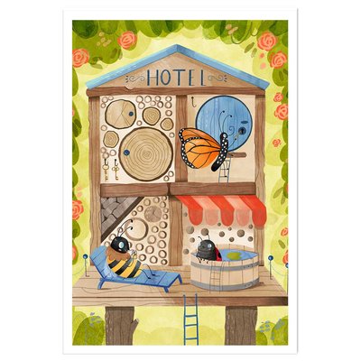 Affiche enfant hôtel pour insectes HEXOA