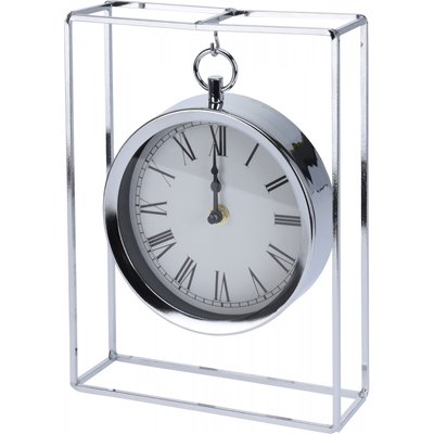 Horloge à Poser Suspendue en Métal Argenté Chiffres Romains WADIGA