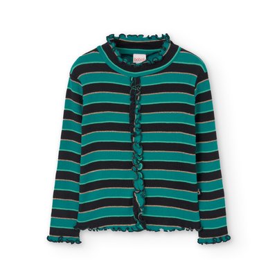 T-shirt en maille à rayures et volants BOBOLI