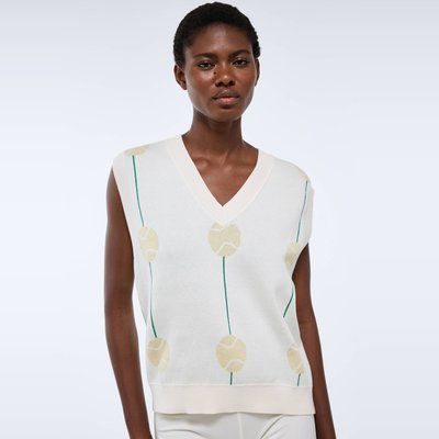 Pull jacquard sans manches en coton MONOPRIX