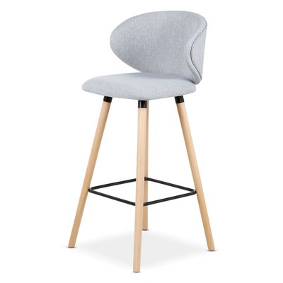 Chaise de bar tissu gris clair pieds en bois Tiago ZAGO
