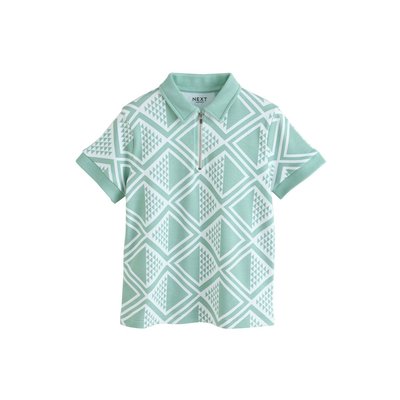 Polo géométrique à manches courtes col zippé NEXT