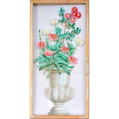 Tableau floral encadré décoratif en pvc imitation bois RECOLLECTION