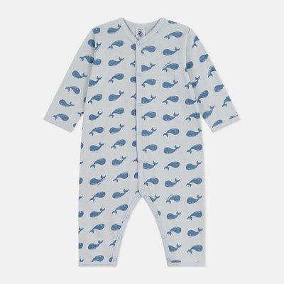 Pigiama per neonati in cotone con balene stampate senza piedini PETIT BATEAU