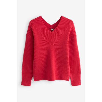 Pull en maille côtelée décontracté à col v NEXT