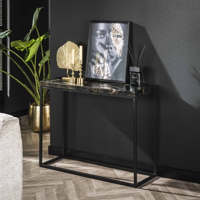 Console en bois recyclé de teck, noire et or NOVA PIER IMPORT