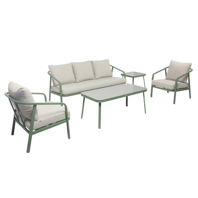Salon de jardin 5 places en aluminium, PAMPELONNE OVIALA