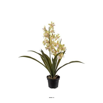 Orchidée cymbidium artificielle en pot, H 4 ARTIFICIELLES