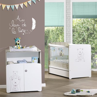 Chambre duo lit et Commode à langer en bois BABY PRICE