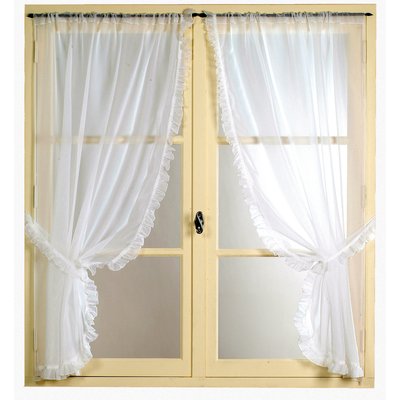 Paire de voilages romantique avec volant en poly-lin HOME MAISON