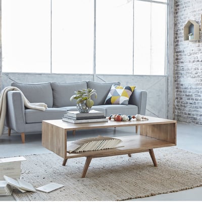 Table basse en bois massif 120 cm  ODDA BERAH GETAH