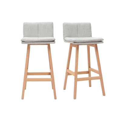 Tabouret de bar en tissu effet velours texturé terracotta et bois (lot de 2) JOAN MILIBOO