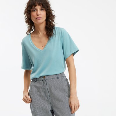 V-Neck T-Shirt with Short Sleeves LA REDOUTE COLLECTIONS