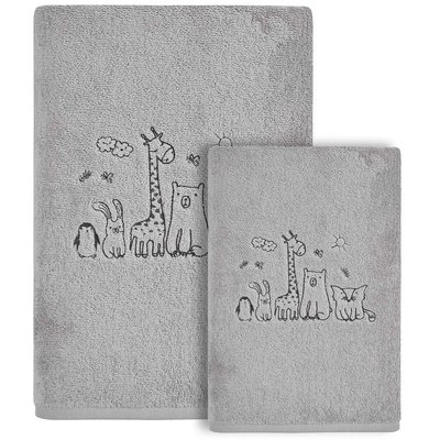 Ensemble enfant 1 serviette de toilette + 1 drap de bain BABY JUNGLE SENSEI MAISON
