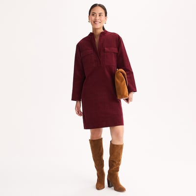 Mid-Length Shift Dress in Velour ANNE WEYBURN