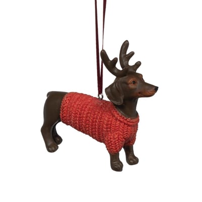 Ornement de Noël teckel 10 cm en résine AMADEUS
