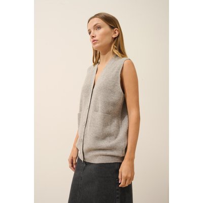 Cardigan Col V Sans Manches Nuage Chiné Yasmine JUST CASHMERE