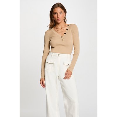 Pull à col V avec boutons dorés MORGAN