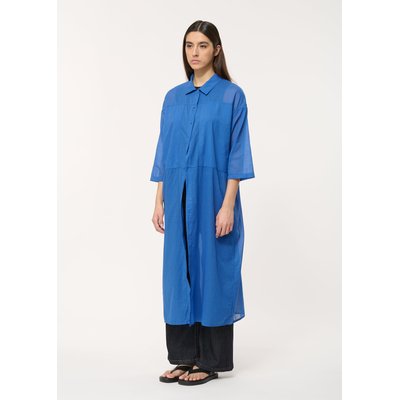 Chemise longue bleue en voile de coton fluide HUMILITY