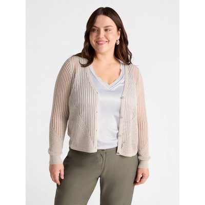 Cardigan ajouré en FIL fil textile, boutons en métal, col en V FIORELLA RUBINO