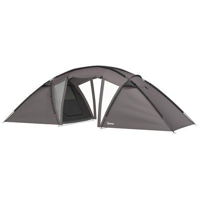 Tente camping 6 places - tente tunnel familiale - sac inclus - gris OUTSUNNY