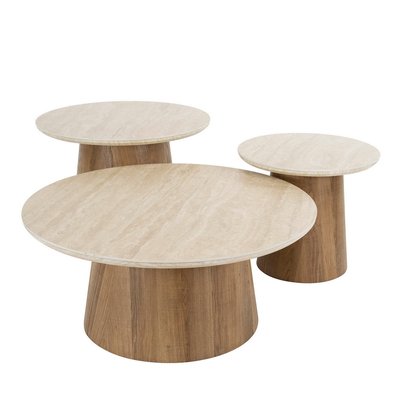 Set de tables basses rondes en bois et céramique - MILAN MATHI DESIGN