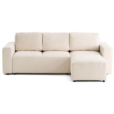Canapé d'Angle Convertible en Tissu bouclette 4 places - LIVY LISA DESIGN