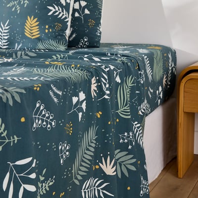 Suzanne Floral Cotton Percale 200 Thread Count Flat Sheet LA REDOUTE INTERIEURS