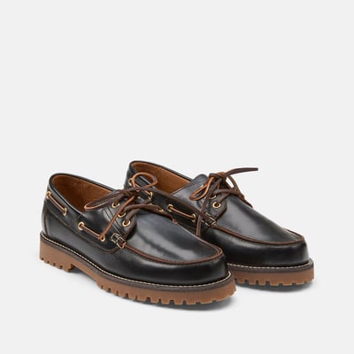 Mocassins bateau semelle crantée en cuir LA REDOUTE COLLECTIONS
