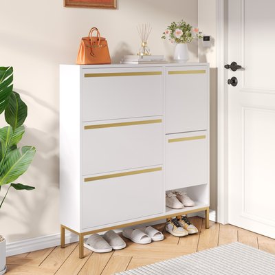 Meuble à chaussures 4 portes et 1 tabouret, MELVINC MEUBLES COSY