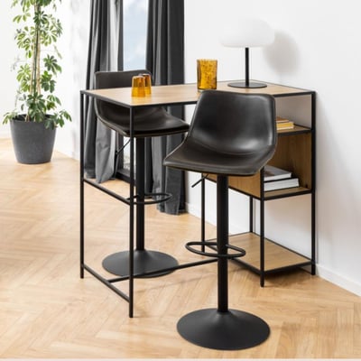 Tabourets de bar simili piétement tulipe métal noir (lot de 2) - JACK HELLIN, DEPUIS 1862