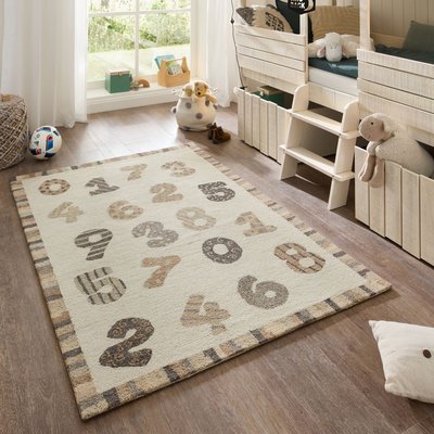 Tapis pour enfants en laine vierge tufté à la main avec motif à numéro THEKO