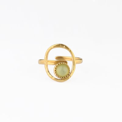 Bague ajustable en acier inoxydable avec pierre d'Aventurine BALABOOSTE