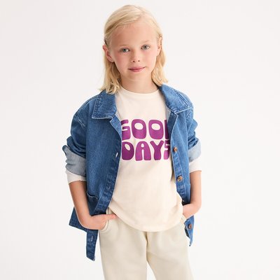 Slogan Print T-Shirt with Long Sleeves LA REDOUTE COLLECTIONS