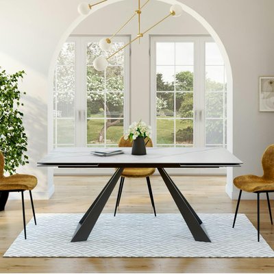 Table en céramique blanche extensible 180-280 cm LOMBARDIE PIER IMPORT