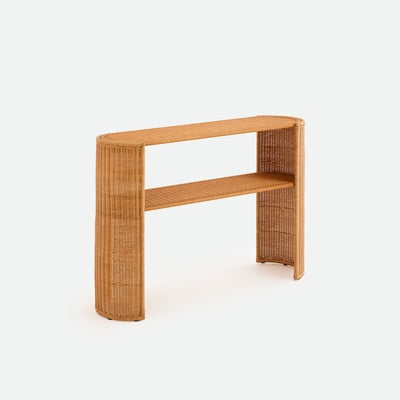 Console en rotin tressé, double plateaux, JOEMA LA REDOUTE INTERIEURS